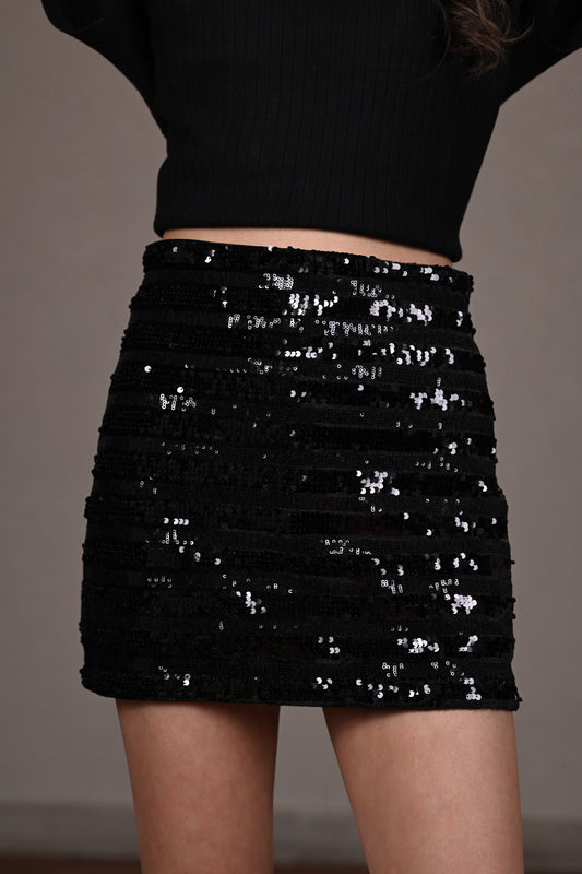 SKIRT SEQUINED IN BLACK